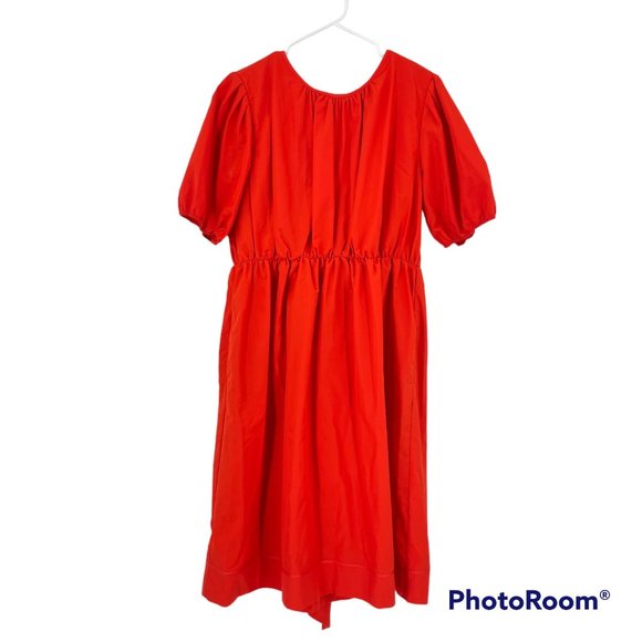 LDT Dress Red Maxi Puff Sleeve Waist Tie Pleated A-Line Back Zip NWOT Size 12 - Picture 1 of 8